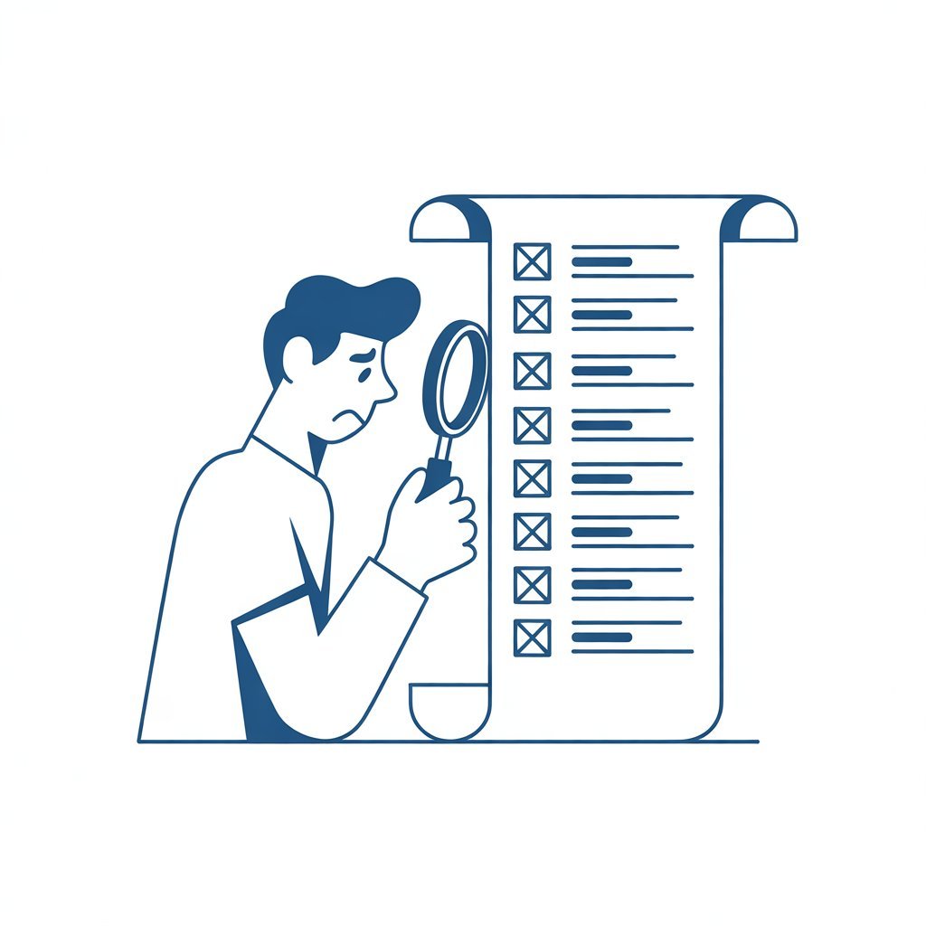 Person searching through list of grants