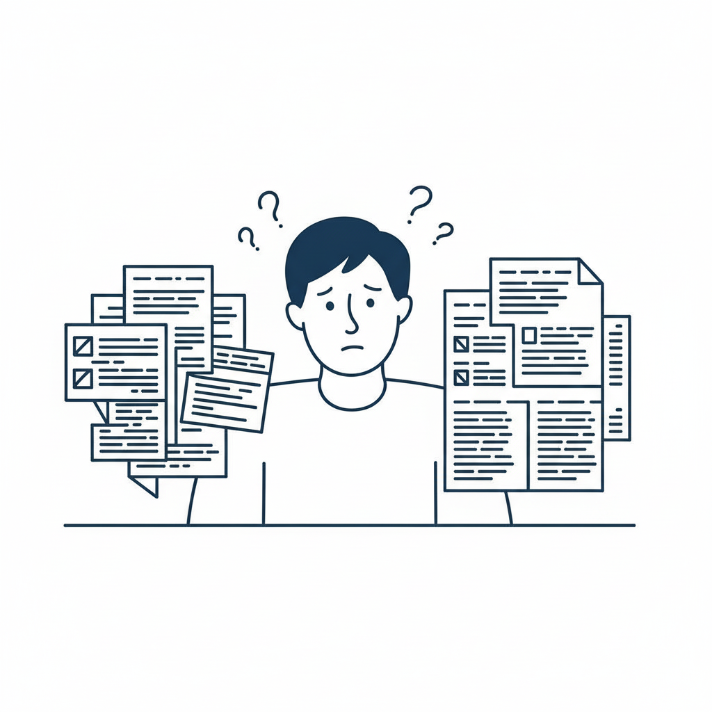 Person confused with puzzle pieces